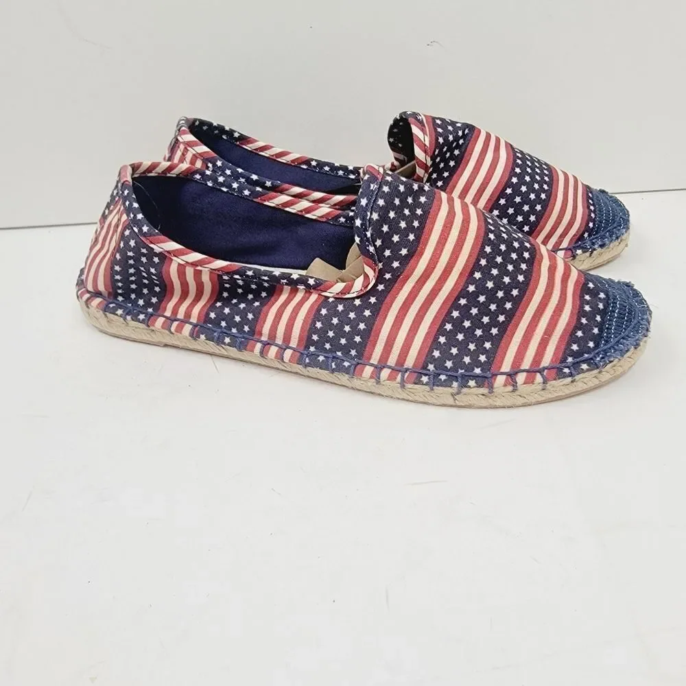 Coldwater Creek Stars and Stripes Americana USA Flag Escape Espadrilles Size 7